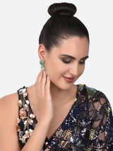 Women's Combo of 2 Green & Red Meenakari Ethnic Jhumki Earrings-ZPFK15117