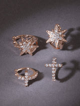 Women's Combo of 2 Rose Gold Cubic Zirconia Brass Ear Cuff Earrings-ZPFK15122