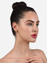 Women's Combo of 2 Rose Gold Cubic Zirconia Brass Ear Cuff Earrings-ZPFK15122