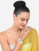 Women's Pink & Green Multistrand Pearls Bridal Hand Harness-ZPFK15150