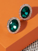Women's Green Dazzling Stones Party Bling Contemporary Stud Earring-ZPFK15175