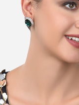Women's Green Dazzling Stones Party Bling Contemporary Stud Earring-ZPFK15175
