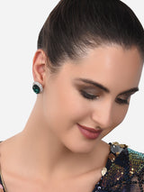 Women's Green Dazzling Stones Party Bling Contemporary Stud Earring-ZPFK15175
