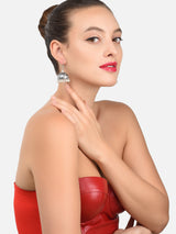 Women's Combo of 2 Antique Silver Oxidised Jhumka Drop Earrings-ZPFK15185