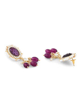 Women's Purple Stones & Beads Choker Necklace Earring Ring & Maangtikka Set-ZPFK15361