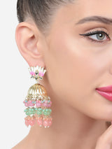 Women's Multicolor Meenakari Cluster Layered Drop Jhumki Earring