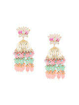 Women's Multicolor Meenakari Cluster Layered Drop Jhumki Earring