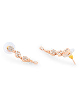 Women's Rose Gold Cubic Zirconia Contemporary Sleek Necklace & Earring Set-ZPFK15484