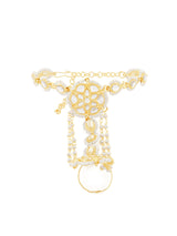 Women's Gold Tone Kundan & Pearls Embellished Dazzling Hand Harness-ZPFK15645