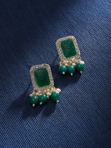 Women's Green Stones & Beads Dazzling Austrian Diamond Drop Earring-ZPFK15885