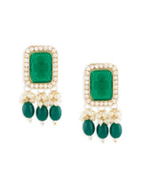 Women's Green Stones & Beads Dazzling Austrian Diamond Drop Earring-ZPFK15885