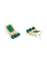 Women's Green Stones & Beads Dazzling Austrian Diamond Drop Earring-ZPFK15885
