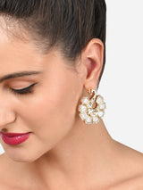 Women's Gold Tone Peacock Inspired Dazzling Austrian Diamond Studs Earring-ZPFK15888