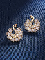 Women's Gold Tone Peacock Inspired Dazzling Austrian Diamond Studs Earring-ZPFK15888