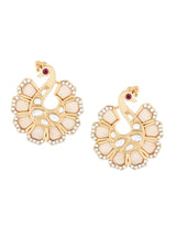 Women's Gold Tone Peacock Inspired Dazzling Austrian Diamond Studs Earring-ZPFK15888