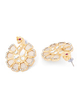 Women's Gold Tone Peacock Inspired Dazzling Austrian Diamond Studs Earring-ZPFK15888