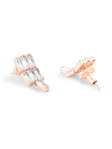 Women's Rose Gold Dazzling Baguette Cubic Zirconia Party Necklace & Earring Set-ZPFK15899