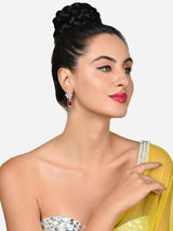 Women's Pink Stone & Cubic Zirconia Embellished Brass Drop Earring-ZPFK15926