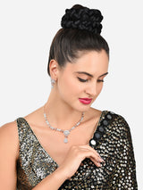 Women's Rose Gold Dazzling Cubic Zirconia Contemporary Necklace & Earring Set-ZPFK15948