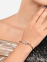 Women's Rose Gold Dazzling Cubic Zirconia Embellished Brass Bangle Style Kada Bracelet-ZPFK16087