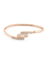 Women's Rose Gold Dazzling Cubic Zirconia Embellished Brass Bangle Style Kada Bracelet-ZPFK16087