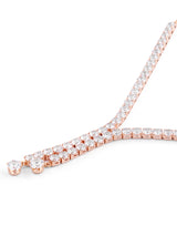 Women's Rose Gold Dazzling Cubic Zirconia Contemporary Party Bling Lariat Necklace and Earring Set