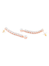 Women's Rose Gold Dazzling Cubic Zirconia Contemporary Party Bling Lariat Necklace and Earring Set