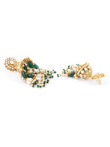 Women's Green Beaded Kundan Choker Necklace Earring & Maangtikka Set-ZPFK16165