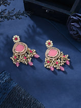 Women's Pink Stones & Beads Dazzling Austrian Diamond Dangle Earring-ZPFK16186