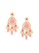 Women's Pink Stones & Beads Dazzling Austrian Diamond Dangle Earring-ZPFK16186