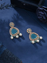 Women's Turquoise Blue Stones & Beads Dazzling Austrian Diamond Dangle Earring-ZPFK16187