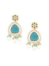 Women's Turquoise Blue Stones & Beads Dazzling Austrian Diamond Dangle Earring-ZPFK16187