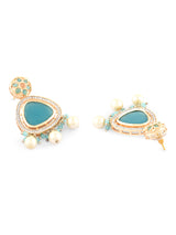 Women's Turquoise Blue Stones & Beads Dazzling Austrian Diamond Dangle Earring-ZPFK16187