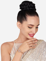 Women's Rose Gold Dazzling Cubic Zirconia Brass Bangle Style Kada Bracelet-ZPFK16200