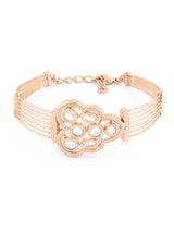 Women's Rose Gold Dazzling Cubic Zirconia Brass Bangle Style Kada Bracelet-ZPFK16200