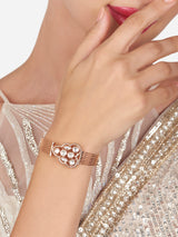 Women's Rose Gold Dazzling Cubic Zirconia Brass Bangle Style Kada Bracelet-ZPFK16200