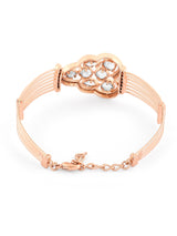 Women's Rose Gold Dazzling Cubic Zirconia Brass Bangle Style Kada Bracelet-ZPFK16200