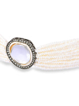 Women's Silver Colour Multistrand Choker Necklace Earring & Ring Set-ZPFK16240