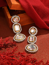 Women's Two Tone Artificial Stones & Austrian Diamonds Dangle Earring-ZPFK16497