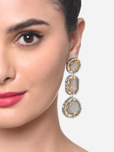 Women's Two Tone Artificial Stones & Austrian Diamonds Dangle Earring-ZPFK16497