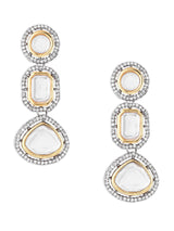 Women's Two Tone Artificial Stones & Austrian Diamonds Dangle Earring-ZPFK16497