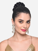 Women's Two Tone Artificial Stones & Austrian Diamonds Dangle Earring-ZPFK16497