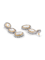 Women's Two Tone Artificial Stones & Austrian Diamonds Dangle Earring-ZPFK16497