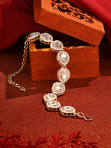 Women's Gold Tone Dazzling Kundan & Austrian Diamond Ethnic Bracelet-ZPFK16498