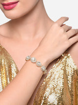 Women's Gold Tone Dazzling Kundan & Austrian Diamond Ethnic Bracelet-ZPFK16498