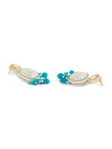 Women's Pink & Blue Meenakari Multistrand Kundan Choker Necklace Earring & Ring Set-ZPFK16503
