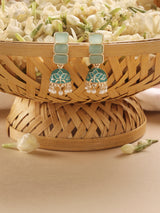 Women's Mint Green Enamel Ethnic Style Jhumki Earring