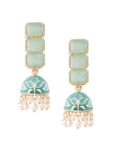 Women's Mint Green Enamel Ethnic Style Jhumki Earring