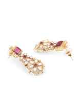 Women's Pink Kundan with Austrian Diamonds Necklace Earring Maangtikka and Ring Set