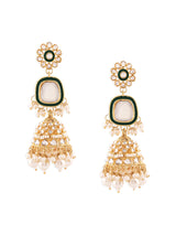 Women's Gold Tone Beaded Kundan Ethnic Jhumki Earring